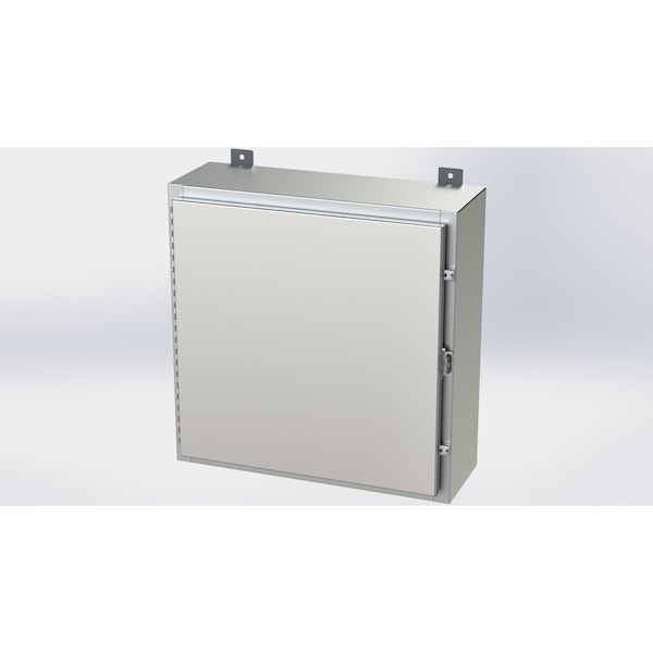 Padlockable Hasp Electrical Enclosures, 24 in H, 8 in D, 24 in W, NEMA 4X, 316 Stainless Steel